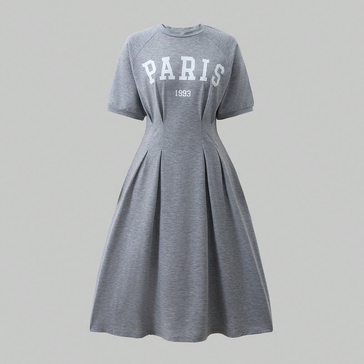 Vestido de punto con estampado de letras de estilo coreano urbano casual, con cintura ceñida, adecuado para salidas y uso en casa, para mujeres jóve