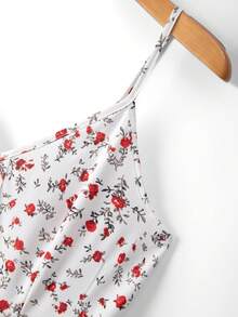 SHEIN Franclia Women's Ditsy Floral Ruffle Hem Sleeveless Dress, Vacation Style - White - View 8