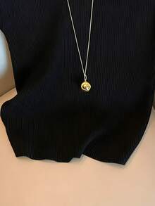 Resyla Women's Solid Color V-Neck Knit Casual Ribbed Pullover Sweater - Black - View 3