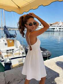 Pariaura Đầm hai dây trắng nữ tính - Dây mảnh, hở lưng, thắt eo, dáng ngắn, mùa xuân hè tươi mát. Đầm hai dây trắng ngọt ngào, tinh nghịch - Dây mảnh, hở lưng, thắt eo, dáng ngắn, mùa xuân hè sành điệu. Đầm hai dây trắng thanh lịch, sang trọng - Dây mảnh, hở lưng, thắt eo, dáng ngắn, mùa xuân hè. - trắng - Xem 8