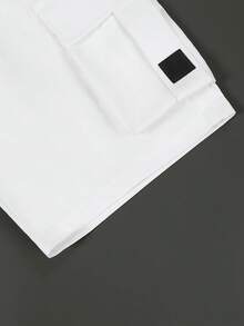 Manfinity Homme Quần short cargo nhiều túi mới dành cho nam, kiểu dáng thời trang thường ngày, dài đến đầu gối. - trắng - Xem 6