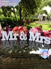 SHEIN Bộ trang trí đám cưới 3 món Mr & Mrs - Đạo cụ chụp ảnh bằng PVC có chữ cái tiếng Anh được cá nhân hóa cho buổi lễ và tiệc chiêu đãi, hoàn hảo cho đám cưới, ngày lễ tình nhân, đám cưới ngày lễ tình nhân, sinh nhật, trang trí phòng khách, trang trí đám cưới - trắng - Xem 4