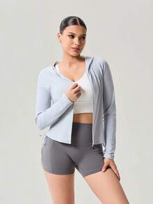 OutZeal Áo khoác chống nắng nữ mùa hè, kiểu dáng thường ngày, chống tia UV, có mũ, thích hợp mặc ngoài trời. - Màu Xám nhạt - Xem 8