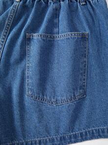 EMERY ROSE Quần short denim dáng rộng có dây rút dành cho nữ cỡ lớn, thích hợp cho mùa xuân/hè. - Rửa trung bình - Xem 7
