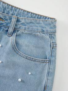 GlowEve 女士派对及音乐节水钻装饰牛仔裤 - 淺色水洗藍 - 查看 6