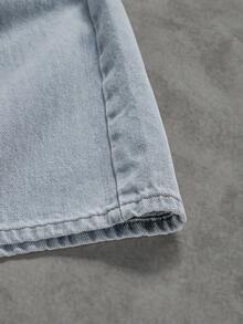 Manfinity ZONE917 Jeans casuales de pierna ancha y corte holgado en color negro para hombre - Lavado ligero - Ver 6