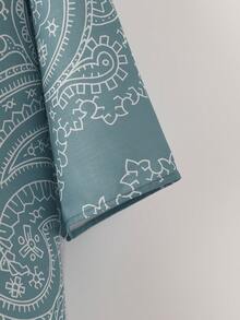Linhara Áo kiểu nữ cỡ lớn, chất liệu cotton lanh kẻ sọc, dáng rộng, vai rớt, thích hợp cho kỳ nghỉ hè/mùa xuân. - Nhiều màu - Xem 5