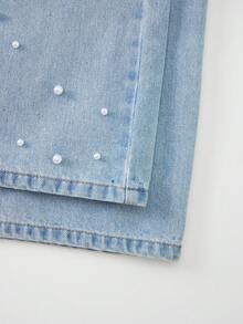 GlowEve 女士派对及音乐节水钻装饰牛仔裤 - 淺色水洗藍 - 查看 7