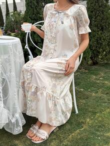 DAZY Áo ngủ nữ thanh lịch in hoa, thích hợp cho mùa hè. - màu xanh lá - Xem 5