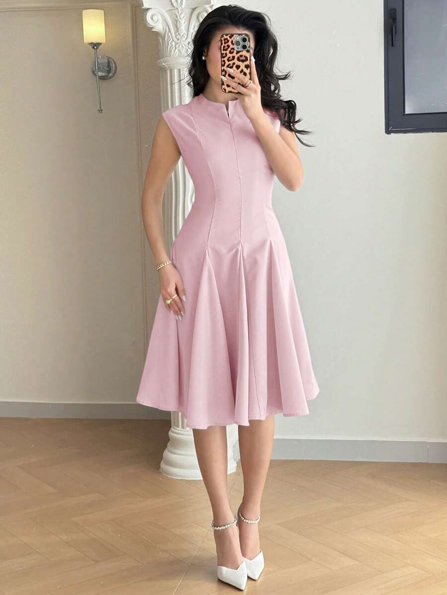 Feyla 女士纯色简约无袖短连衣裙，休闲日常穿着