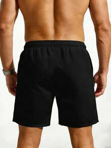 ZELFYO 男士腰部抽繩斜口袋泳褲 - 黑色 - 查看 2