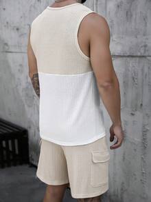 Manfinity Homme Men's Contrast Color Round Neck Sleeveless Casual Summer Vest Set - Multicolor - View 2