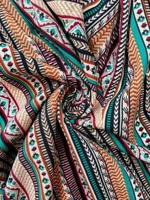 SHEIN 孕妇度假抽绳腰条纹阔腿裤 - 彩色 - 查看 7