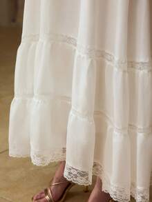 MOTF PREMIUM WOMEN'S ELEGANT CONTRAST LACE SKIRT - White - View 5