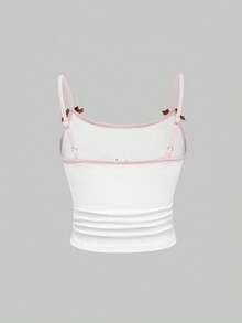 ROMWE J-Fashion 可爱小鹿刺绣蕾丝上衣搭配小鹿印花短裤 - 白色 - 查看 6