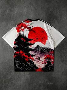 ROMWE MEN Anime 男士中国龙印花棒球T恤，短袖，夏季 - 彩色 - 查看 3