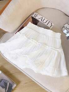 GlowEve 女士时尚休闲荷叶边短裙 - 白色 - 查看 2