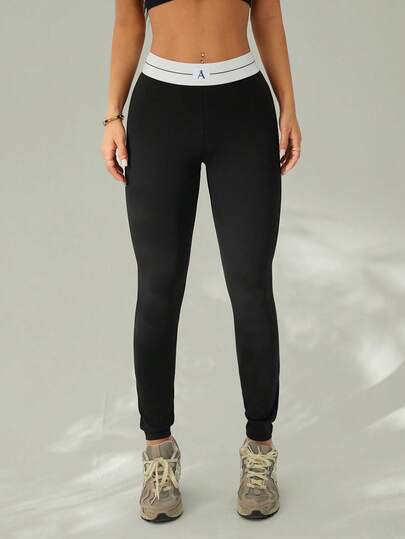 SHEIN PETITE Women's Casual Minimalist Style Basic Leggings, Everyday Wear