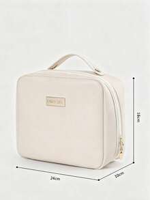 SHEIN Elegant Travel Makeup Organizer - Spacious PU Leather Bag With Detachable Brush Holder, Clear Compartments, And Secure Zipper - style - View 17