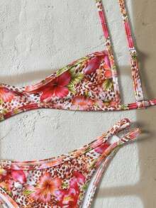 Swim Vcay Women's Sexy Spaghetti Strap 2 Pieces Swimsuit For Beach Vacation, Summer - Pink - View 4