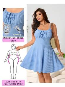 Solflare Đầm casual mới mùa Xuân/Hè, phù hợp cho các bữa tiệc, lễ hội âm nhạc, đi học, lễ tốt nghiệp, kỳ nghỉ, đám cưới, đi làm, dạo phố, đi dạo thành phố, nhiều dịp, dây đeo có thể điều chỉnh, xếp ly ngực, thắt eo, dáng ngắn, màu xanh dương, chất liệu dệt kim co giãn cao, nhiều kích cỡ, cỡ lớn. - Màu xanh lam - Xem 1