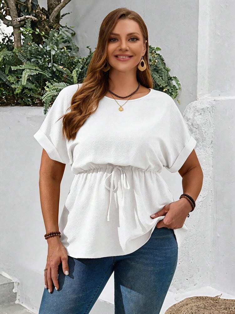 Plus Size Round Neck Batwing Sleeve Casual Solid Color Blouse,Pride Life,LGBTQ Lesbian Pride, Pride Woman,Pride Gift Rainbow, Pride Month Printable,Summer For Women,Summer Tops,Vacation Woman,Going Out Tops,Country Concert,Cute Summer Tops