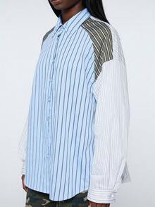 COUREZ Long Sleeve Oversized Spliced Shirt/Y2K Summer Outfits For Women Spring Clothes Vacation Tops Shirts Cute - Multicolor - View 7