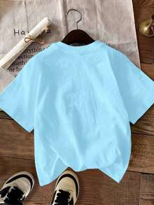 EMERY ROSE Camiseta de manga corta con estampado de cara sonriente para mujer talla grande, perfecta para el verano. - Azul - Ver 2