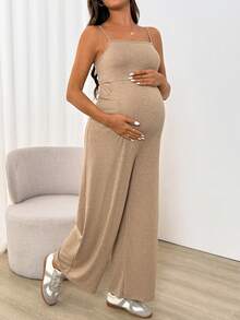 SHEIN Bộ áo liền quần bầu dáng rộng thoải mái - Màu Khaki - Xem 1