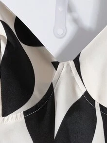 Franclia Bộ jumpsuit nữ dệt họa tiết nước, cổ chữ V, dây mảnh, thắt nơ ở eo, thích hợp mặc hàng ngày. - Màu be - Xem 4