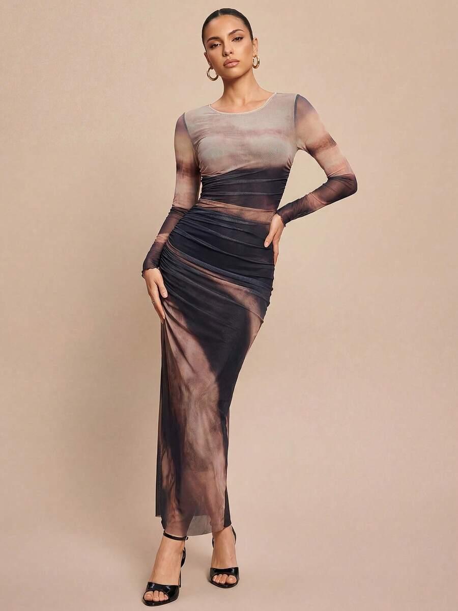 Olia Maree Olia Maree 女士扎染褶皱连衣裙长款女装 - 彩色 - 查看 1