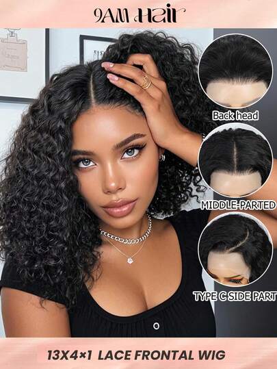 10Inch Water Wave BOB Wig Human Hair 13x4*1 Transparent Curly BOB Lace Front Wigs Human Hair Short Curly Frontal BOB Wigs For Women