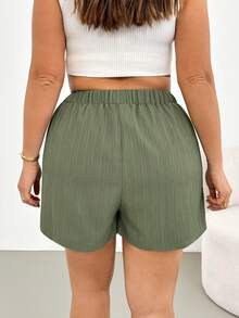 Shapeblank Váy xanh lá cây phối quần short bên trong, chất liệu vải dệt họa tiết, thời trang xuân/hè dành cho nữ, kiểu dáng thoải mái, rộng rãi, dễ mặc hàng ngày, đa năng, tôn dáng, chất liệu vải dệt họa tiết, thích hợp mặc hàng ngày. Váy ngắn mùa hè, trang phục đi nghỉ mát, phong cách đơn giản, phong cách mùa hè châu Âu. - màu xanh lá - Xem 2