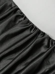 Franclia 黑色优雅露背荷叶边鸡尾酒礼服，适合派对、宴会、夜总会等场合。 - 黑色 - 查看 5