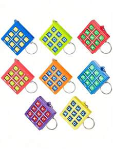 24 Buah - Gantungan Kunci Aneka Warna untuk Hadiah Pesta, Liontin Tas Ransel Mini, Pengisi Tas Hadiah Pesta Ulang Tahun, Puzzle, Permainan Putar, Tic-Tac-Toe, Catur Bundar (Beberapa Warna dan Gaya Acak) - MultiWarna - View 6