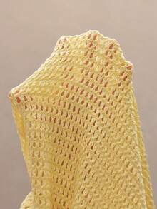 Avantive Đầm len cổ yếm màu trơn khoét lỗ dành cho nữ, thích hợp cho kỳ nghỉ hè. - Màu vàng ngỗng - Xem 7