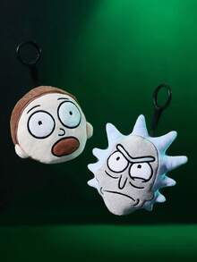 Rick and Morty X SHEIN 1pc Cute Big Head Keychain, Plush Keychain, Can Be Hung On Bags, Backpacks, And Keys. - Multicolor - View 4