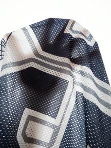 PAVTROS 男士休闲撞色条纹数字印花T恤，夏季 - 白色 - 查看 10