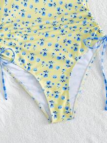 Swim Mod 春假新款女士印花随机颜色侧系带性感优雅度假简约连体泳衣 - 彩色 - 查看 7