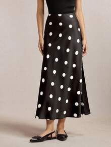 BizChic New Black & White Polka Dot Pattern Mini Skirt, Versatile For Spring/Summer Wear - Black - View 3