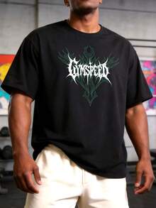 GymBeat Men's Round Neck Letter Print Casual Versatile Daily Wear & Sports T-Shirt - Black - View 1