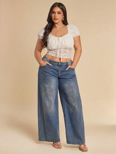 SHEIN BAE Áo croptop nữ cỡ lớn phong cách nghỉ hè, cổ trái tim, tay cánh hoa, phối ren, kiểu dáng đi nghỉ mát. Áo mùa hè, quần áo mùa hè, áo ống, trang phục mùa xuân cho nữ, mùa hè, áo sơ mi, trang phục miền Tây cho nữ, áo đi chơi, trang phục nghỉ lễ cho nữ, áo cho nữ, trang phục công sở cho nữ, áo ba lỗ, trang phục đi nghỉ mát cho nữ, cỡ lớn, trang phục miền Tây cho nữ, trang phục đi xem hòa nhạc đồng quê, trang phục cao bồi cho nữ, cỡ lớn, đường cong, áo trắng, áo trắng nữ, áo croptop Y2K, quần short cho nữ.