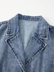 GlowEve Women's Metal Bow Button Design Casual Vest Denim Jacket - Blue - View 9