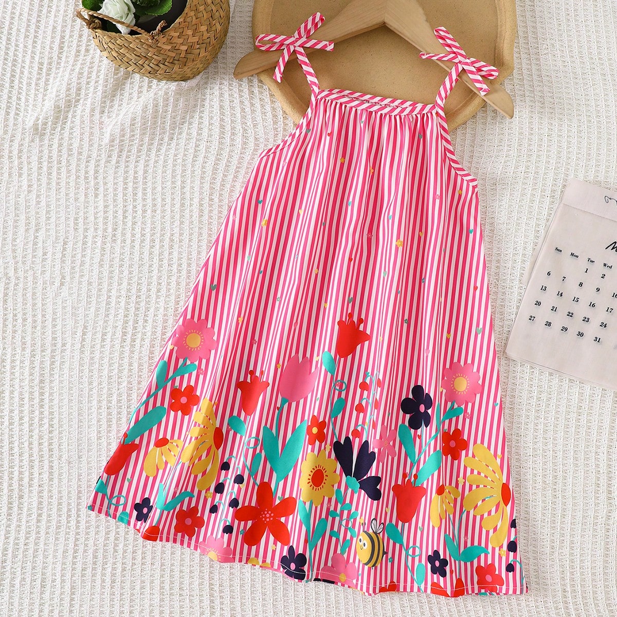 Vestido camisola de línea A con estampado floral casual/festivo para niñas jóvenes