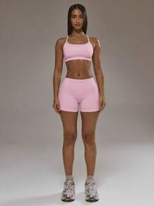 Musera Sport Bộ đồ thể thao phối hợp gồm áo ngực thể thao lưng chéo và quần legging bó mông, thích hợp cho mùa thu đông, tập luyện thể thao, bộ đồ tập luyện mùa hè. - Màu Hồng baby - Xem 5