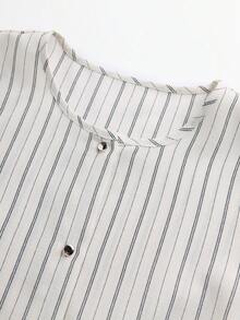 Franclia 女士条纹单排扣无袖休闲优雅浪漫连衣裙 - 彩色 - 查看 5