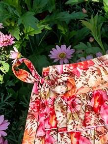 Elavelle Women's Summer Fashion Beach Vacation Tropical Floral Print Tie Waist Ruffle Hem Cover Up Skirt Set - Multicolor - View 4