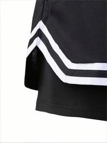 Sport MetroGents Quần short thể thao nam hai lớp, cạp chun, kẻ sọc. - màu đen - Xem 3