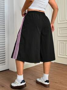 SHEIN EZwear Plus Size Black Loose Fit Workout Shorts - Black - View 2