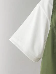 3pcs/Set Boys Casual Letter Print Short Sleeve T-Shirt With Woven Vest And Loose Matching Shorts Set, Simple Fashion Comfortable For Daily Wear School - Army Green - View 7